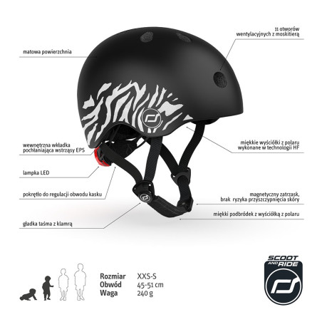 ZEBRA kask rowerowy dla dzieci 1-5 lat XXS-S