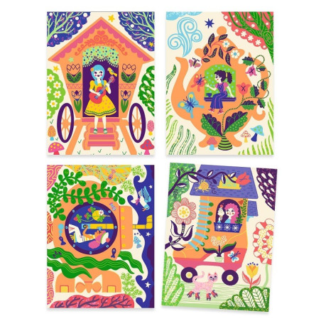 FANTAZYJNE DOMKI zestaw artystyczny zdrapywanka