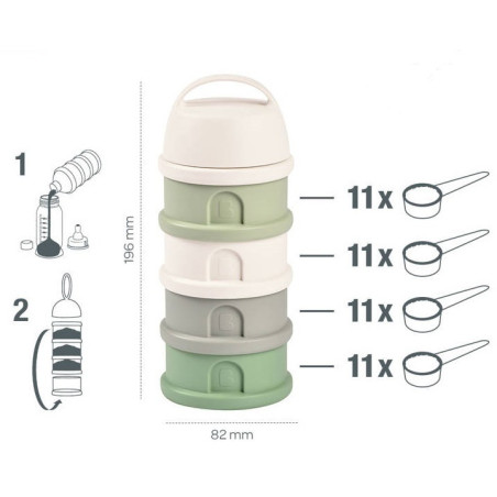 COTTON, WHITE, SAGE GREEN pojemniki na mleko w proszku 4 komory