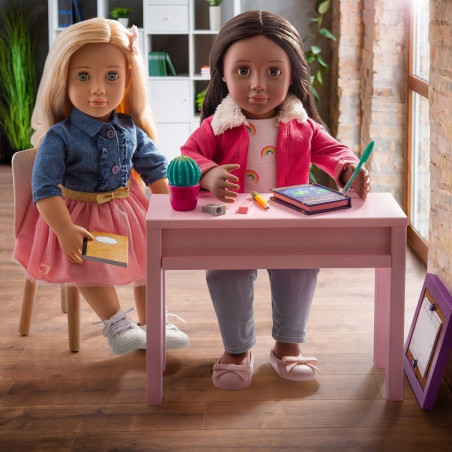 ZESTAW MEBELKÓW DO NAUKI z akcesoriami dla lalki 46 cm