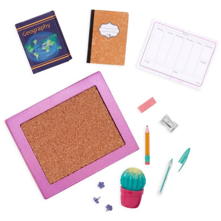 ZESTAW MEBELKÓW DO NAUKI z akcesoriami dla lalki 46 cm