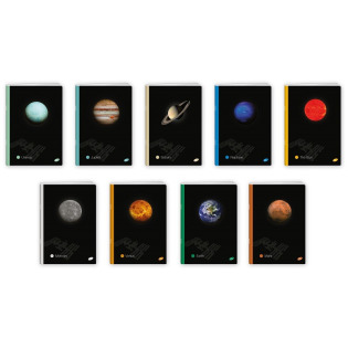 ZESTAW ZESZYTÓW A5 W KRATKĘ 60 kartek 10 szt. Planets