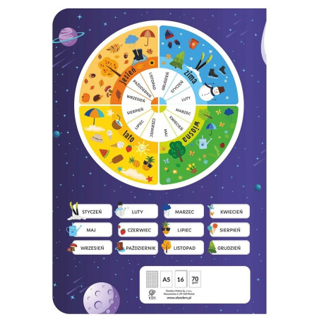 ZESTAW ZESZYTÓW A5 W KRATKĘ 16 kartek 10 szt. In Space