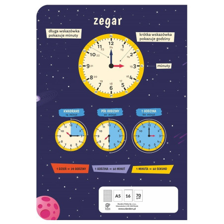 ZESTAW ZESZYTÓW A5 W KRATKĘ 16 kartek 10 szt. In Space