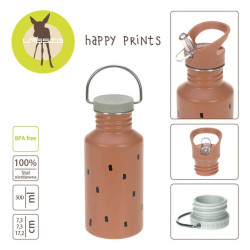 KARMELOWY BIDON ze stali nierdzewnej 500ml Happy Prints