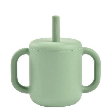 SAGE GREEN silikonowy kubek ze słomką 170 ml