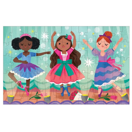 BALETNICE tekturowe puzzle soczewkowe z ruchomym obrazkiem 3D 75 el.