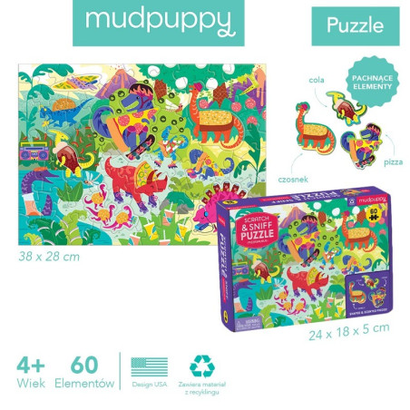 PIZZASAURUS tekturowe puzzle sensoryczne z elementami zapachowymi 60 el.