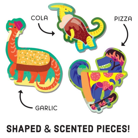 PIZZASAURUS tekturowe puzzle sensoryczne z elementami zapachowymi 60 el.