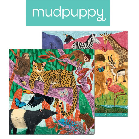 SAFARI I DŻUNGLA puzzle magnetyczne 2x20 el.