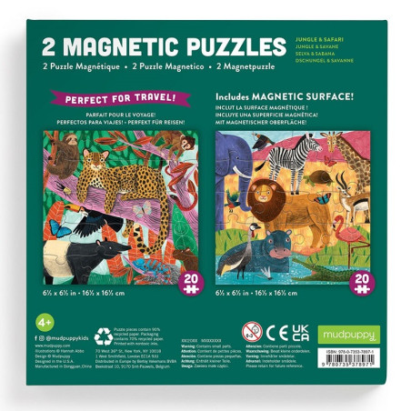 SAFARI I DŻUNGLA puzzle magnetyczne 2x20 el.