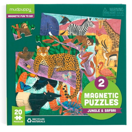 SAFARI I DŻUNGLA puzzle magnetyczne 2x20 el.