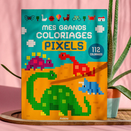 DINOZAURY kolorowe pixele duża kolorowanka