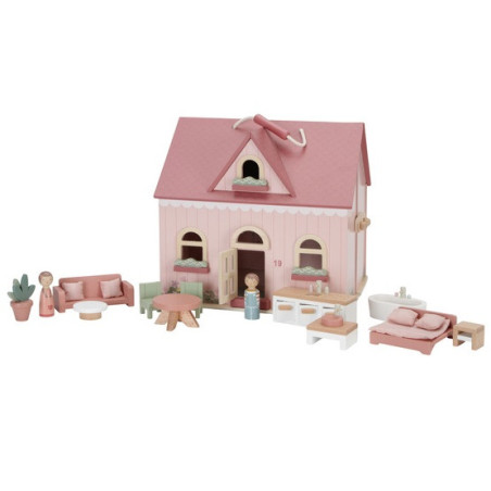 PRZENOŚNY DOMEK DLA LALEK z akcesoriami