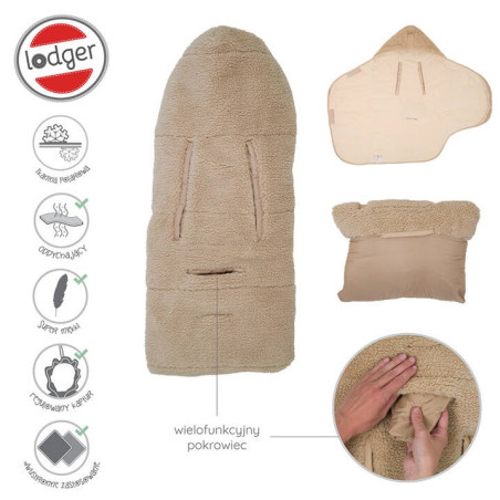 BEŻOWY polarowy wielofunkcyjny otulacz Teddy Beige