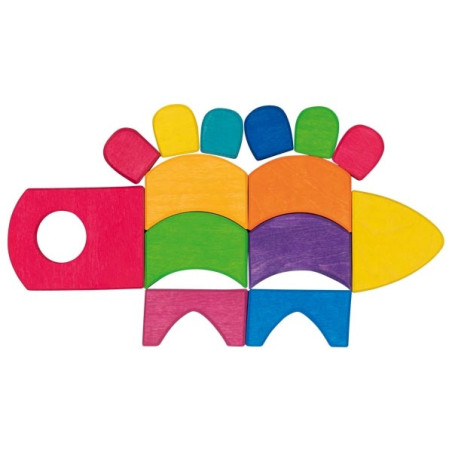 TĘCZOWE DOMKI drewniana mozaika klocki 50 elem.