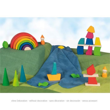 Pierwsze drewniane TĘCZOWE KLOCKI 18 elem.