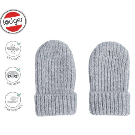 RĘKAWICZKI NIEMOWLĘCE Z WEŁNY MERINO 0-12 m Szare Drizzle