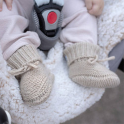 BUCIKI NIECHODKI Z WEŁNY MERINO 0-6 m Beige