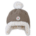 BRĄZOWA dwuwarstwowa zimowa czapeczka z polaru 3-6 m Fleece Buffalo