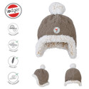 BRĄZOWA dwuwarstwowa zimowa czapeczka z polaru 3-6 m Fleece Buffalo