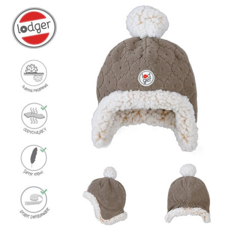 BRĄZOWA dwuwarstwowa zimowa czapeczka z polaru 3-6 m Fleece Buffalo