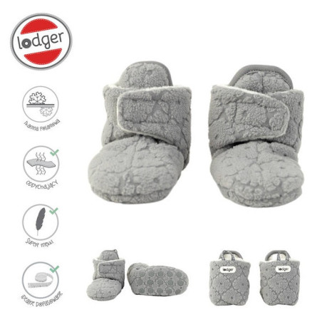 SZARE buciki kapcie polar z antypoślizgową podeszwą 6-12m Fleece Drizzle