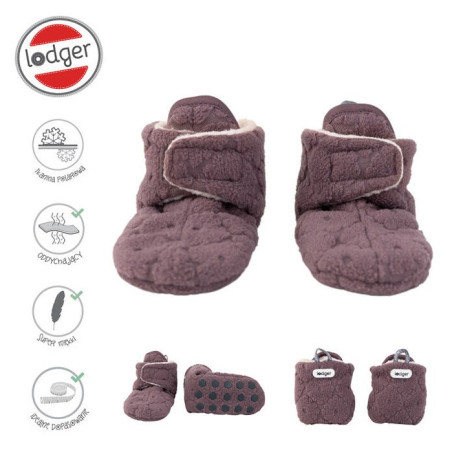 WRZOSOWE buciki kapcie polar z antypoślizgową podeszwą 12-18m Mauve