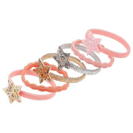 BROKATOWE GWIAZDKI gumki do włosów zestaw 6 szt. Angelie