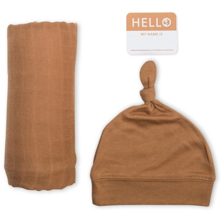 TAN zestaw kocyk bambusowy 120x120 cm i czapka