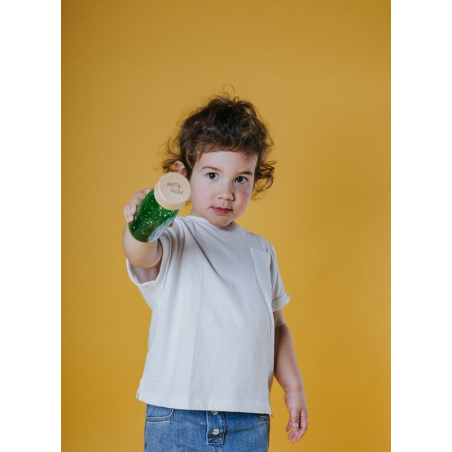 Butelka sensoryczna do zabawy FLOAT zielona Petit Boum