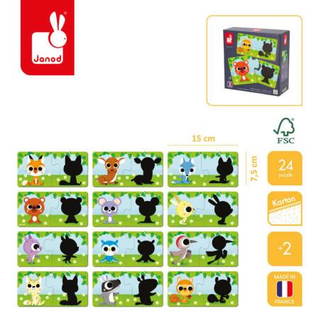 ZWIERZĘTA I ICH CIENIE tekturowe puzzle do pary 24 el.