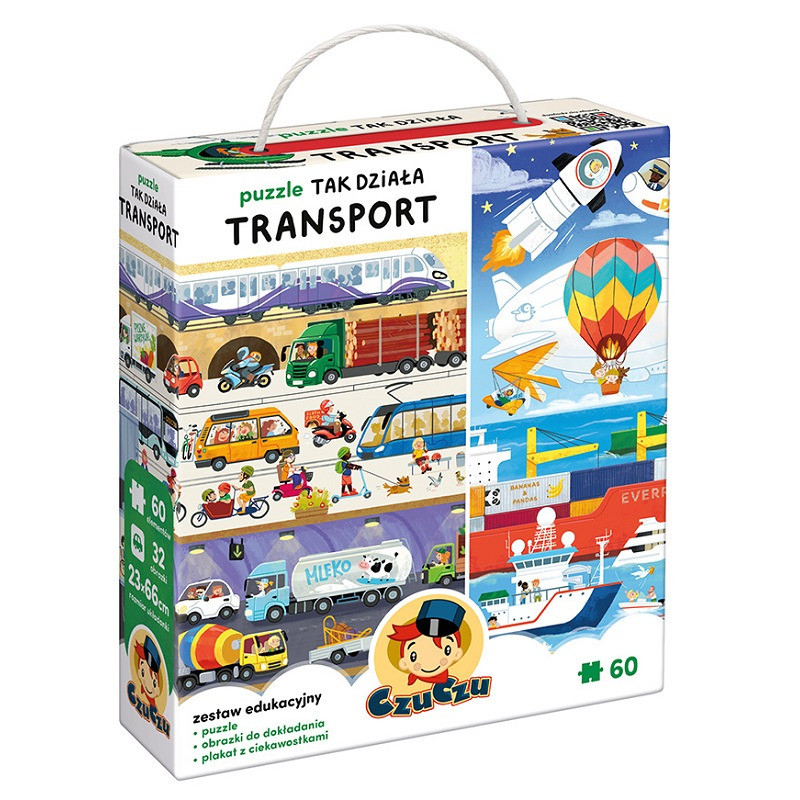 TAK DZIAŁA TRANSPORT tekturowe puzzle 60 el.