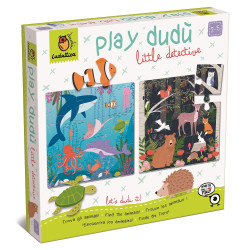 PLAY DUDÙ - puzzle zestaw edukacyjny dla najmłodszych 2w1 MAŁY DETEKTYW gdzie mieszka to zwierzę? Ludattica 2+
