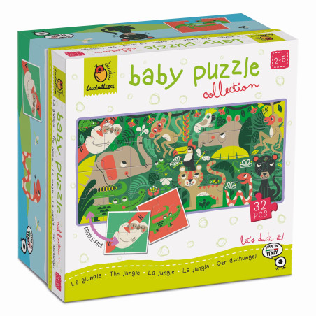 DŻUNGLA dwustronne puzzle dla najmłodszych 9 obrazków Baby puzzle