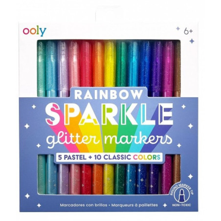 FLAMASTRY Z BROKATEM 15 szt. Rainbow Sparkle Glitter Markers