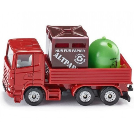 CIĘŻARÓWKA Z POJEMNIKAMI NA ODPADY autko metalowe 8 cm