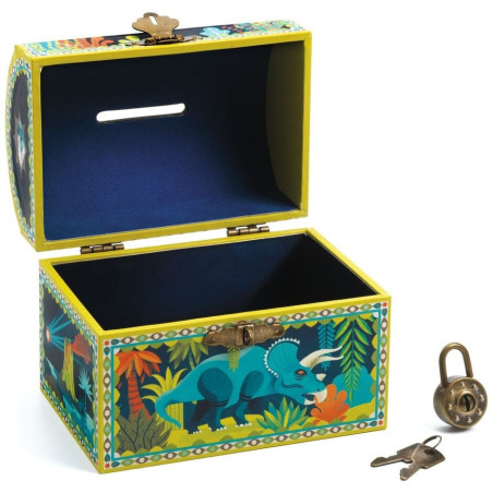 DINOZAURY drewniana skarbonka na pierwsze oszczędności