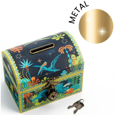 DINOZAURY drewniana skarbonka na pierwsze oszczędności