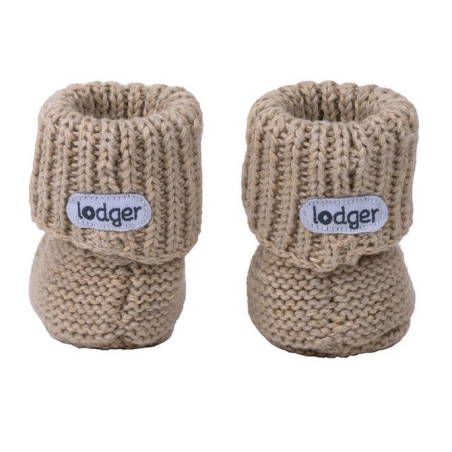 BUCIKI NIECHODKI DZIERGANE BAWEŁNIANE 0-6 m Beżowe Beige