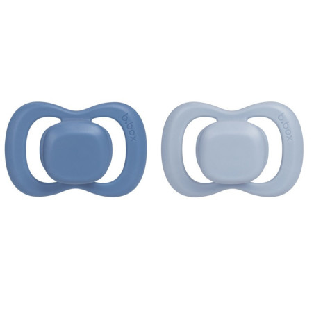 SYMETRYCZNY SMOCZEK SILIKONOWY zestaw 2 szt. niebieski/błękitny 0-6 m.