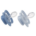 SYMETRYCZNY SMOCZEK SILIKONOWY zestaw 2 szt. niebieski/błękitny 0-6 m.