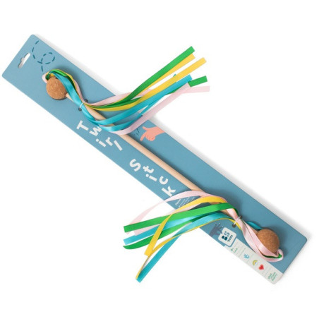 DREWNIANA PAŁECZKA MAŻORETKI z tasiemkami do tańca i gimnastyki