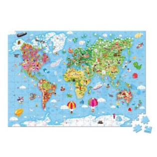 OGROMNA MAPA ŚWIATA puzzle tekturowe w walizce 300 el.