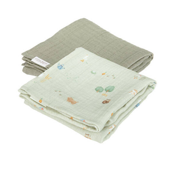 MUŚLINOWY OTULACZ zestaw 2 szt. 70x70 cm Little Farm/Olive