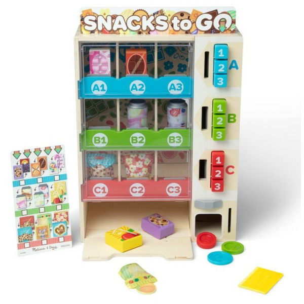 SNACK TO GO drewniany automat z przekąskami zestaw do zabawy 19 el.