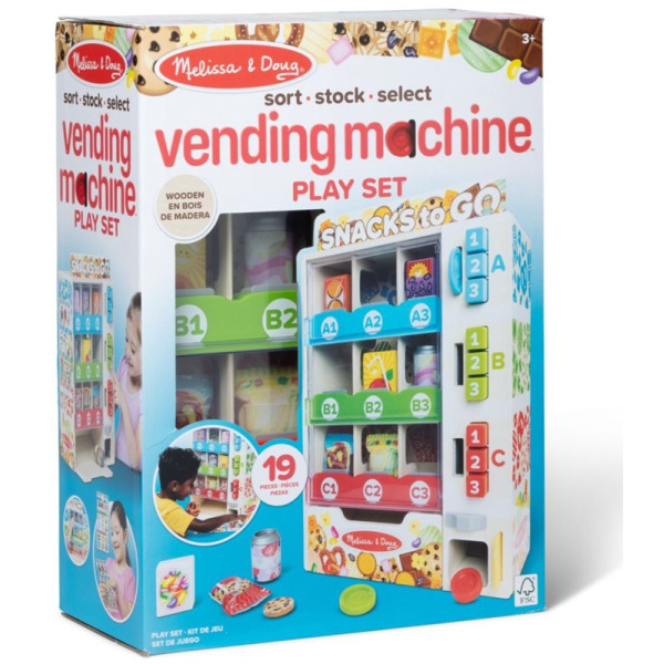 SNACK TO GO drewniany automat z przekąskami zestaw do zabawy 19 el.