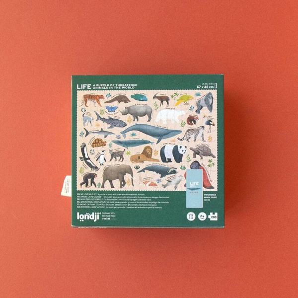 LIFE zagrożone gatunki zwierząt tekturowe puzzle 200 el.