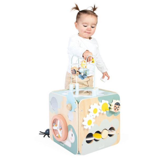 DREWNIANA KOSTKA EDUKACYJNA wielofunkcyjna z pętlą Sweet Cocoon