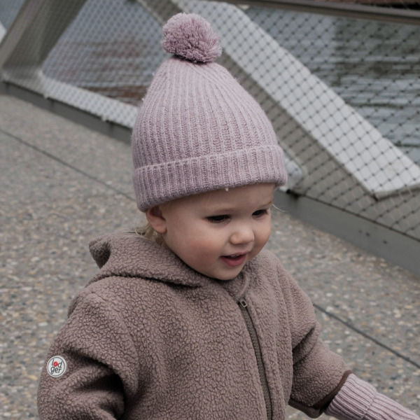 CZAPECZKA Z WEŁNY MERINO dla Maluszka 3-6 m Różowa Rose